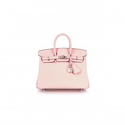 HERMES ROSE SAKURA SWIFT BIRKIN 25 SILVER BUCKLE 1487913 (25*20*13cm)